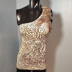 Body Central Animal Print One-Shoulder Tank Top